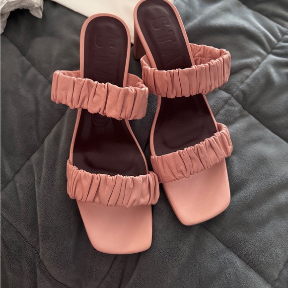 STAUD pink heeled slip on sandals - Picture 2 of 4
